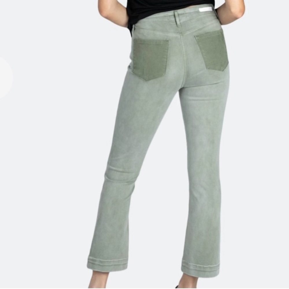 Articles of Society; cropped flare denim; size 30; new with tags; sage green